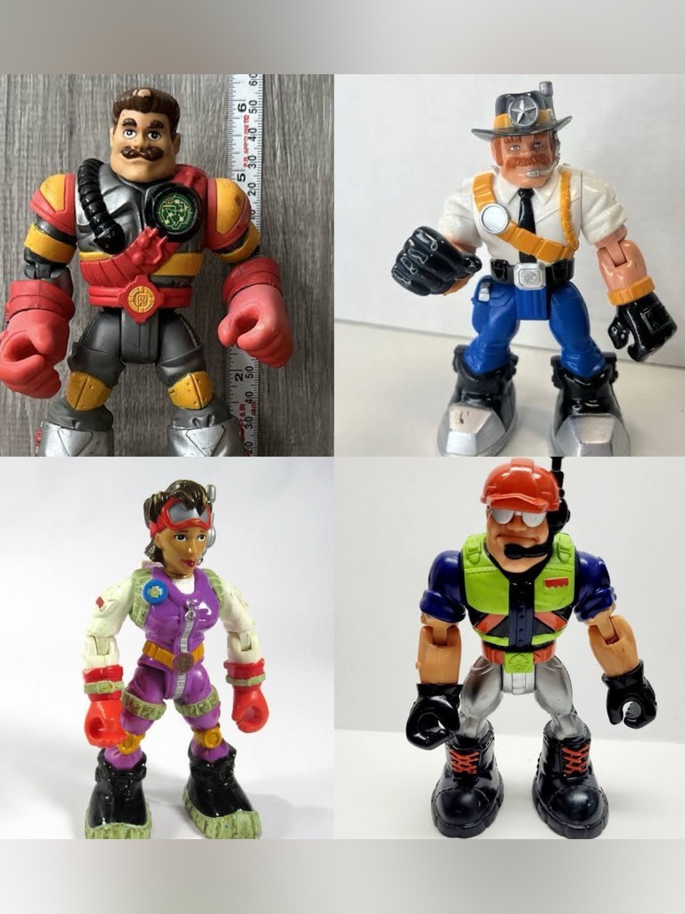 Vintage Fisher Price Rescue Heroes Action Figures Lot of 4 1990s 2000s Y2K